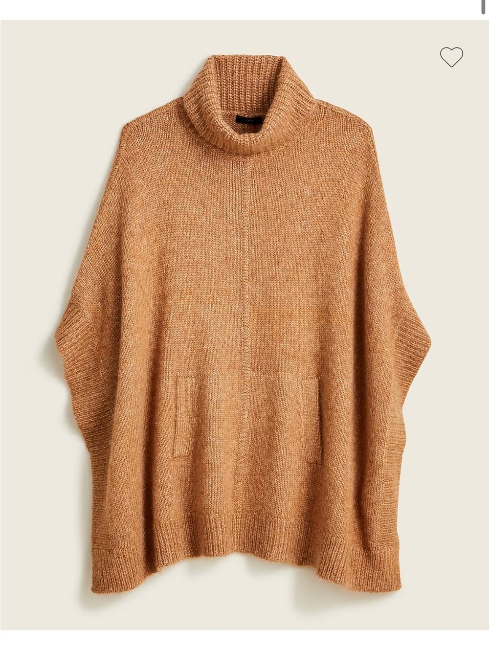 J. CREW Relaxed Turtleneck Poncho Sweater in Camel